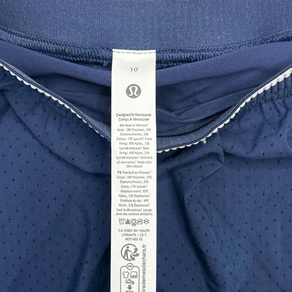 Lululemon perforated narrow waistband navy blue tennis skirt shorts size 10 - Picture 4 of 6